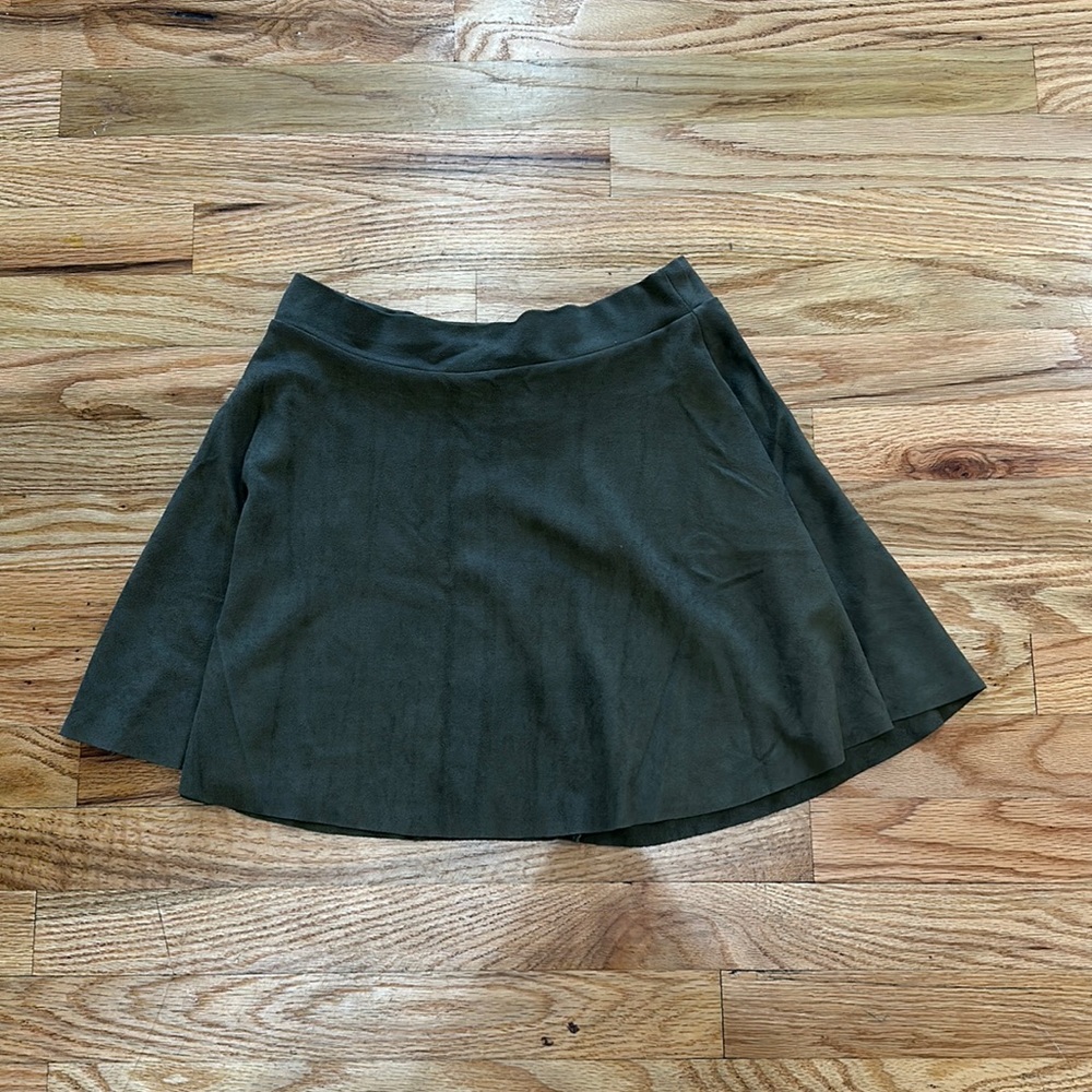 Full Tilt Olive Green Suede Mini Skater Skirt M